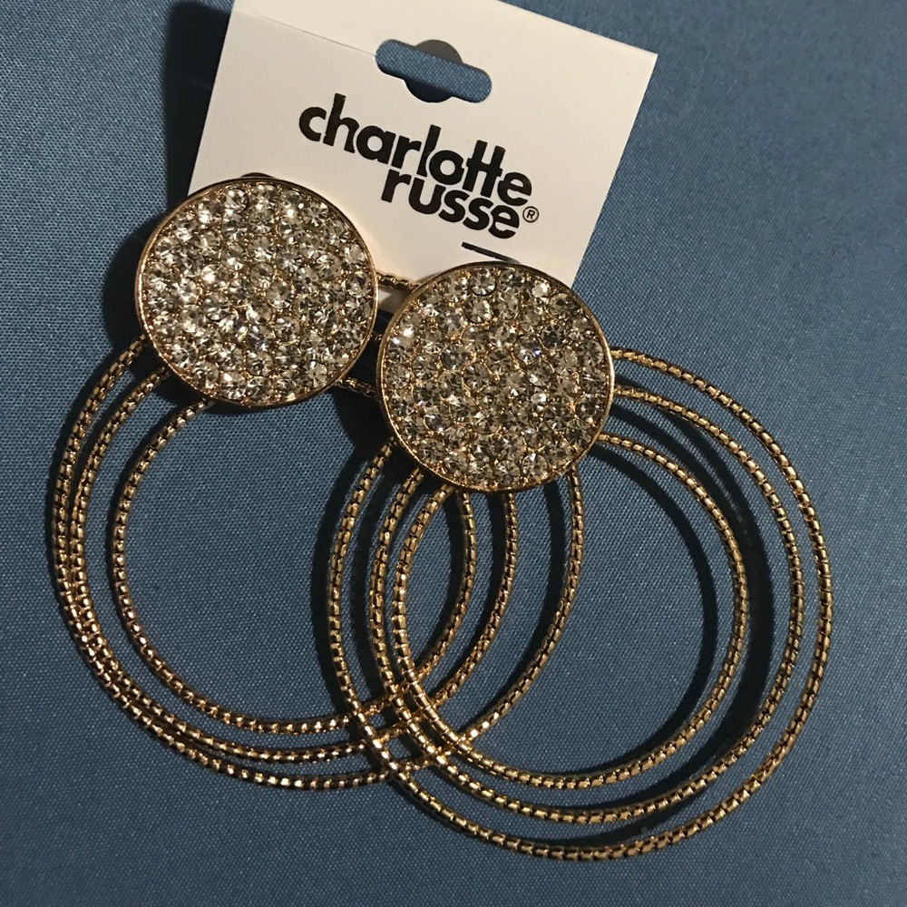 Gold Bedazzled Hoop Earrings